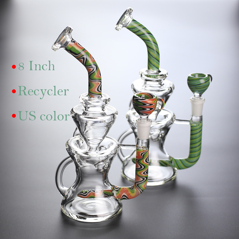 

Recycler rig 8 inch glass water pipe with US color