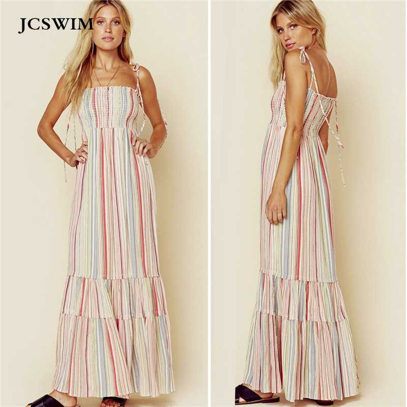 

JCSWIM Sexy Casual Long Loose Women Beach Dress 2020 High Waist Backless Beachwear Swimwear Dress Bikini Bathing Suit Cover Up