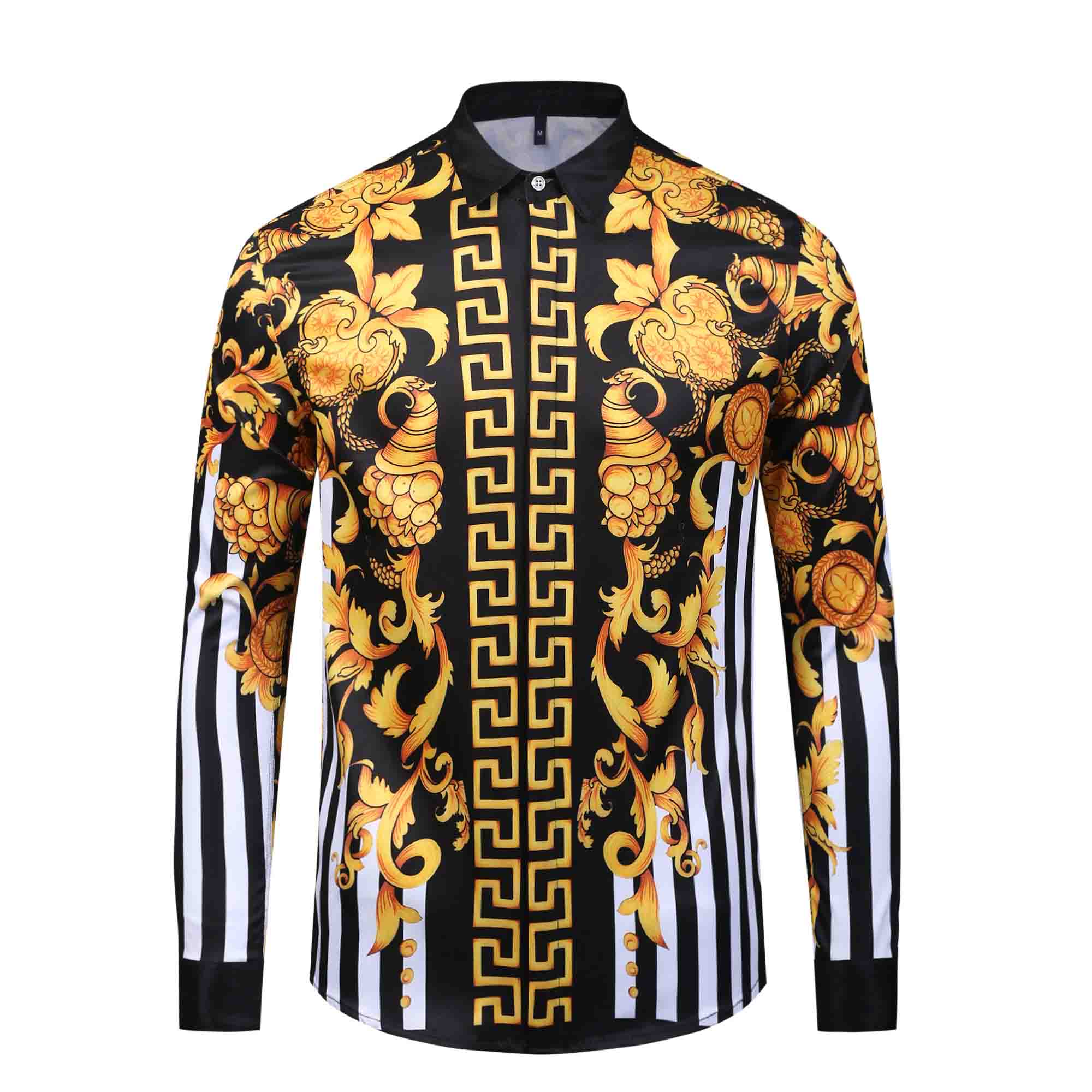 

Hot fashion wave of men floral print chemise homme marque luxe casual Harajuku shirts 3D long sleeved printing medusa men's shirts