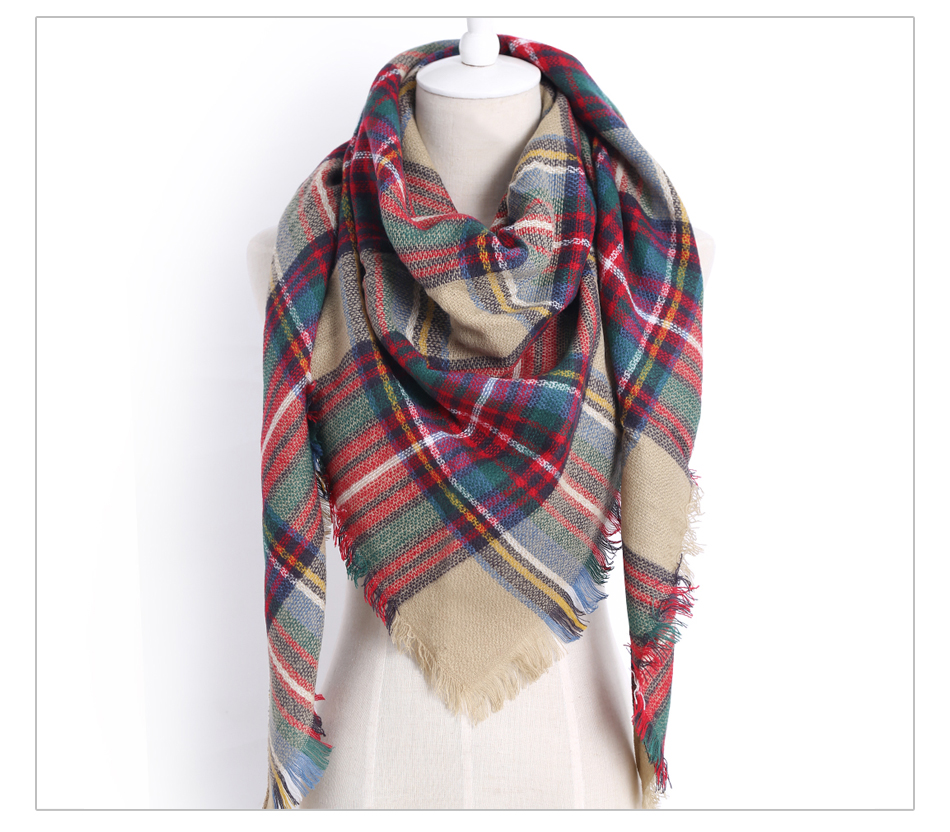 Winter Scarf For Women Fashion Brand Designer Shawl Cashmere Plaid Triangle Scarves Blanket ...