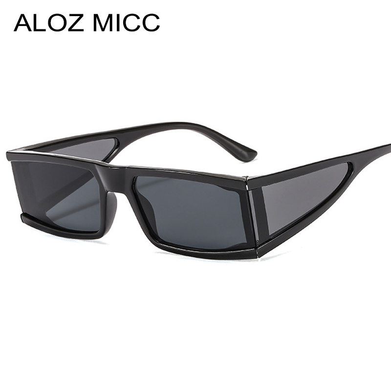 

ALOZ MICCLuxury Small Rectangle Sunglasses Women Men Fashion Brand Goggle Sun Glasses Men One Piece Punk Black Silver Eyewear UV400A692