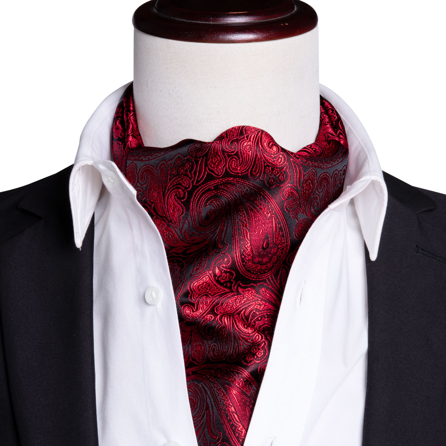 

Fast Shipping Men's Ascot Classic Black Red Paisley Cravat Vintage Ascot Handkerchief Cuffflinks Cravat Set For Mens Wedding Party AS-0030, Black;blue