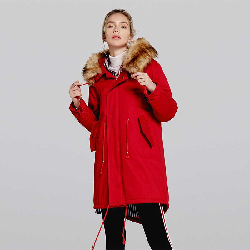 

Women Winter Parkas Pattern Padded Jacket Hoodies Tops Outerwear Cotton Long Coat Faux Fur Warm Thicken Ladies Wadded Jacket, Black