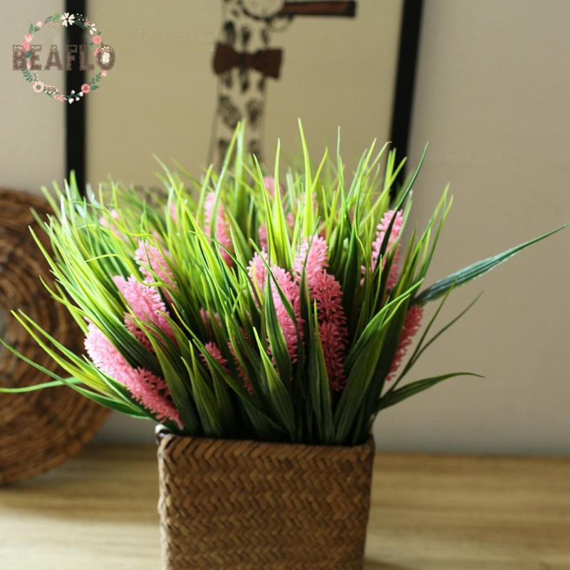 

4 Colours 1PC Artificial Plastic 5 Heads Hyacinth Water Grass Plant Silk Flower Wedding Flower Arrangement Home Decoration, White