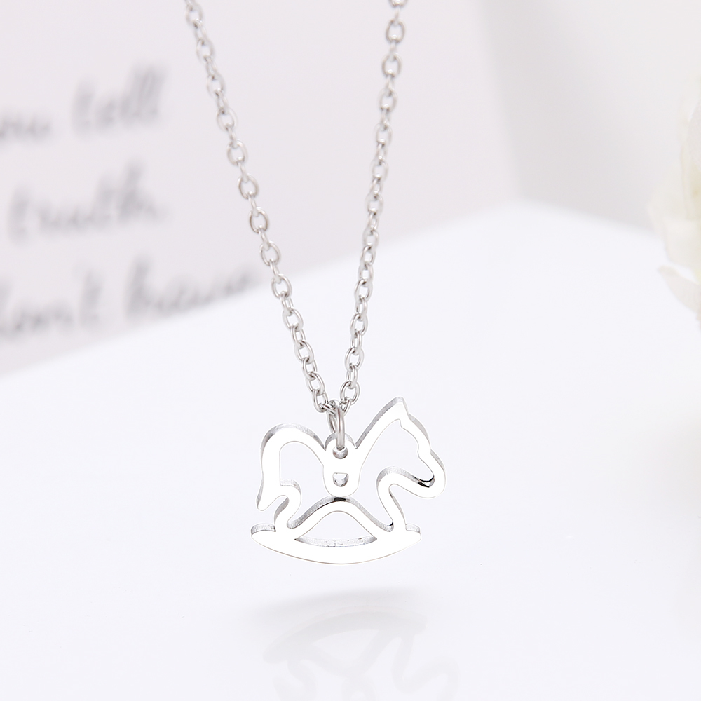 

Sumptuous Stainless Steel Fashion Cute Animal Horse Pendant Necklace Gold And Silver Color Necklace Engagement Jewelry