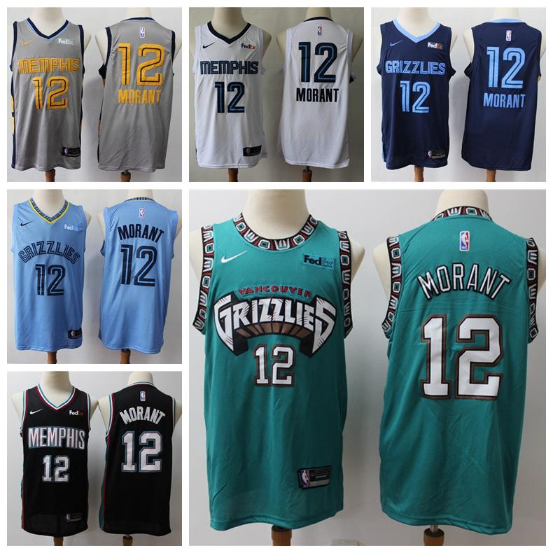 

2019 Mens Basketball nba Jerseys Vancouver Grizzlies Home 12 Ja Morant Blue City Edition Top Quality Stitched Shirts S-XXL, Blue;black
