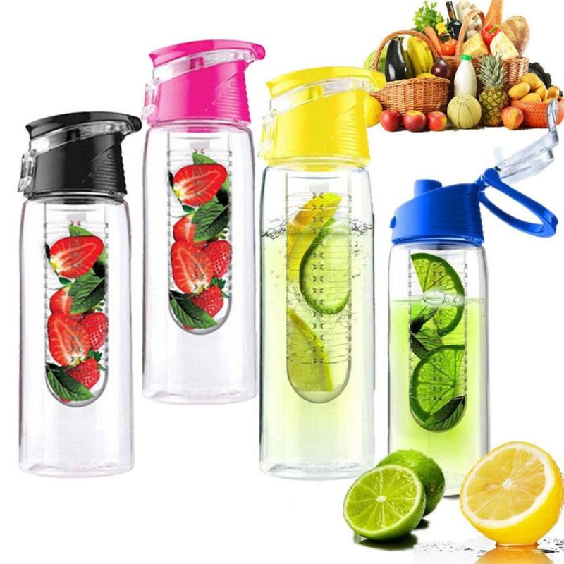 

Portable Camping Sports Lemon Juice Fruit Infusing Infuser Water Bottle 800ML, Pink