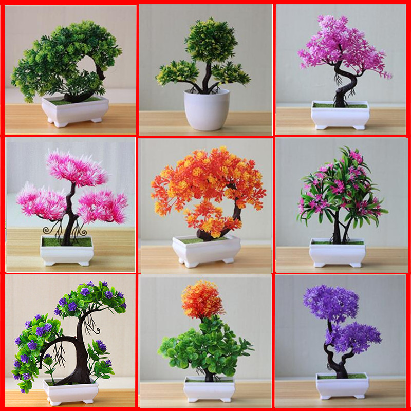 

Artificial Plant Lotus Plant Potted Plastic Flower Table Top Ornaments Christmas Simulation Bonsai Craft Green Decorative, Hongyun style green
