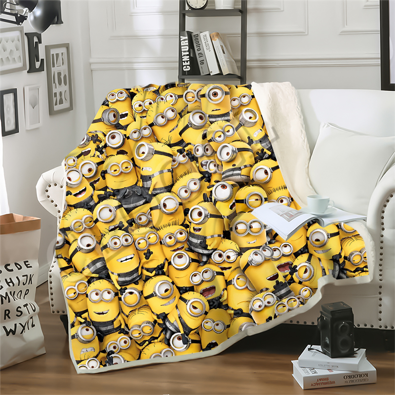 

Cartoon Minions Blankets 3D Print Double Layer Despicable Me Sofa Travel Teens Women Men Bedding Throw Blanket Plush Quilt