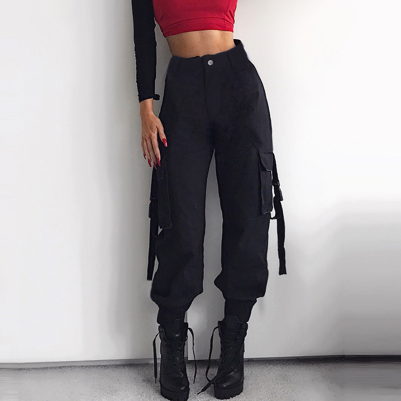 womens black cargo capris