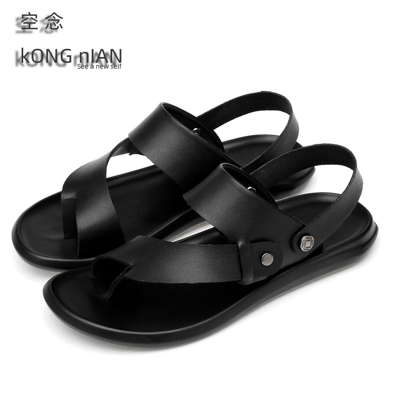 

2020 Summer fashion Men Sandals black Genuine leather Roman style sandals everyday outdoor Driving beach swimming shoes
