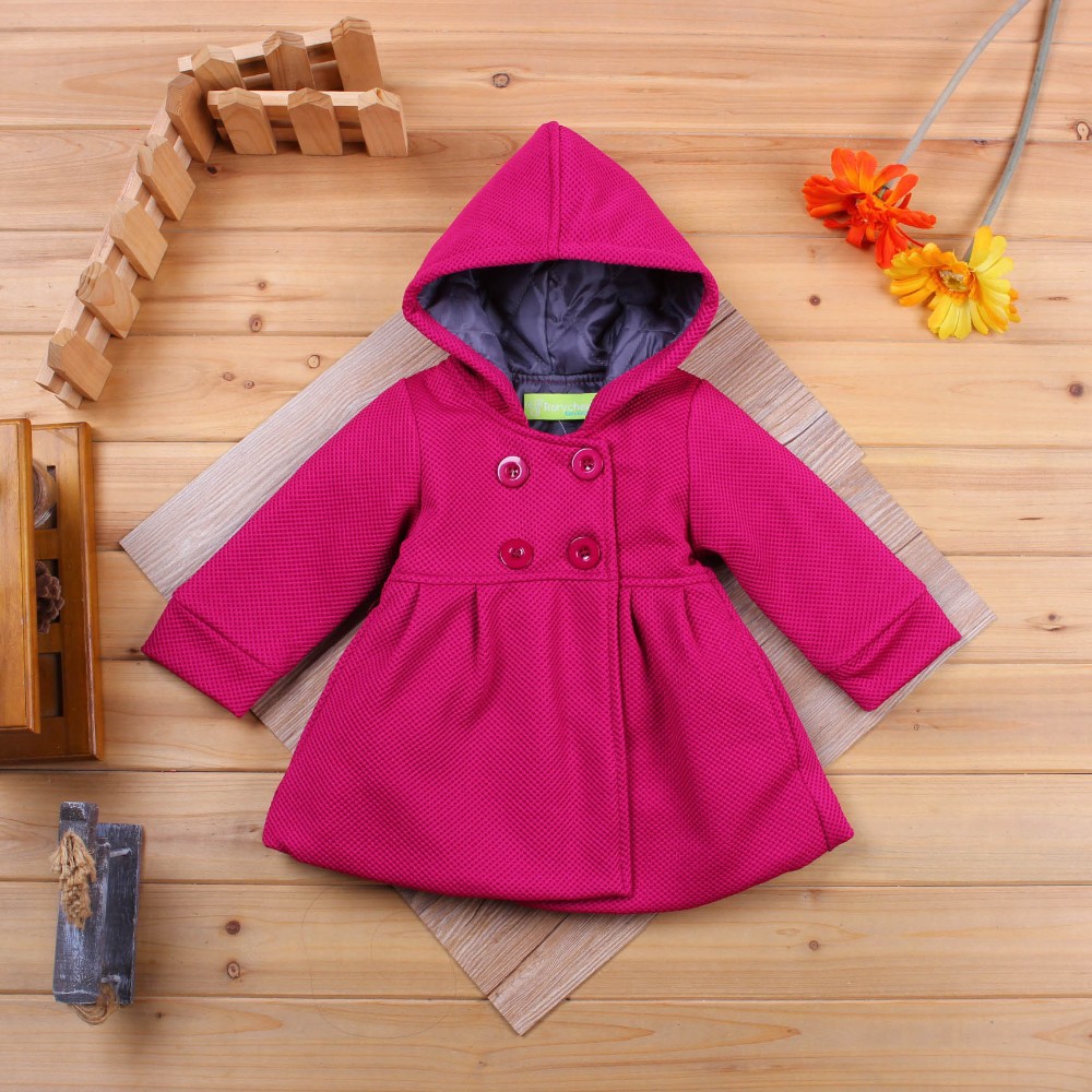 

new baby girl coat pure pink warm winter children outwear trench fashion kids clothing wholesale and retail