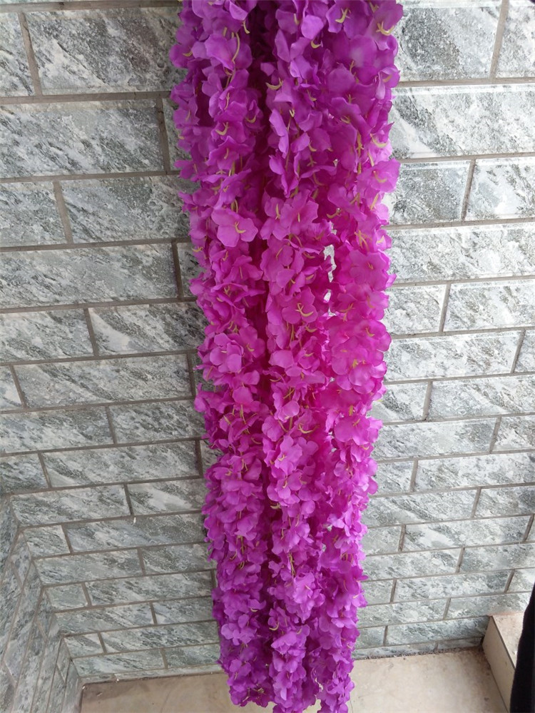 

70"(180cm) Super Long Artificial Silk Flower Hydrangea Wisteria Garland For Garden Home Wedding Decoration Supplies 6 Colors Available, Black core red
