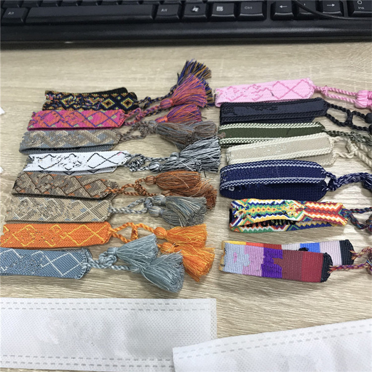 

Wholesale Brand Jewelry For Women Cotton Jewelry Letter Signature Embroidery Bracelet Woven Bangle Tassel Lace-up Bracelet