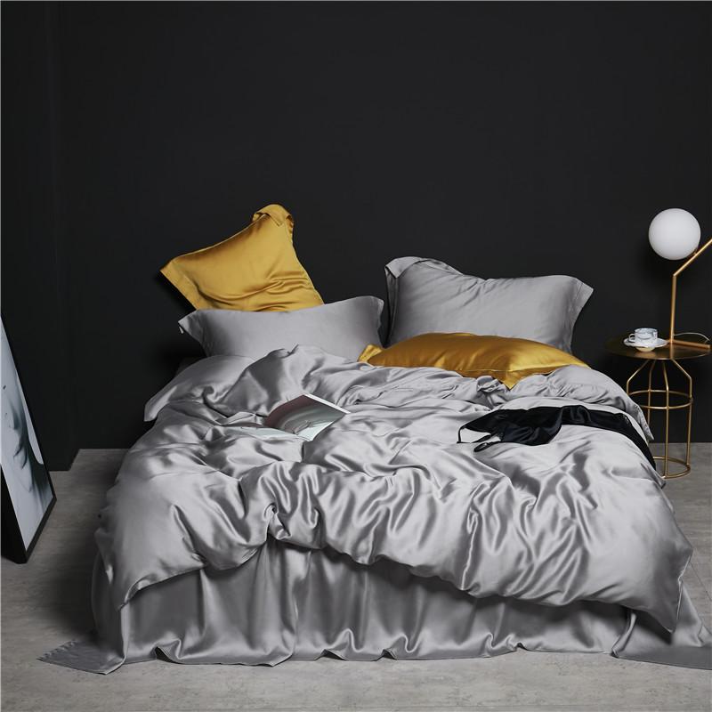 

42 New 10 color Home Textile Solid color Bedding Sets soft tencel Bed Linen Duvet Cover Bed Sheet/fit sheet Pillowcase/bed Sets