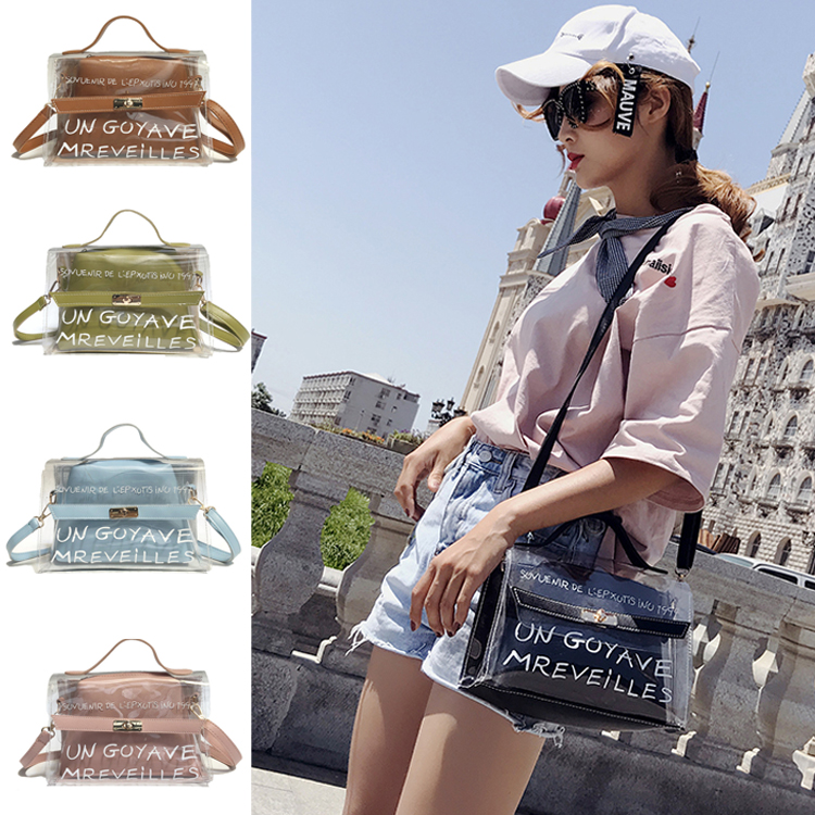 

5 colors Girl clutch bag Transparent HandBag PVC jelly clear Small Tote Messenger bags Female crossbody shoulder bag EMS JY624, Mixed colors