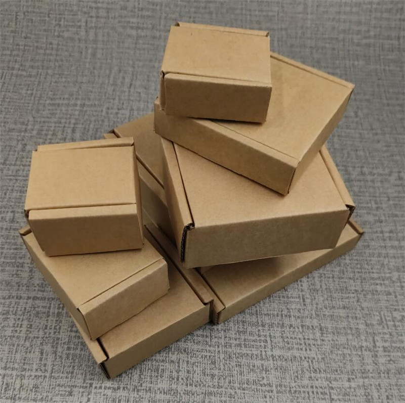 

50pcs Large Kraft Paper Box Brown Cardboard Jewelry Packaging Box For Shipping Corrugated Thickened Paper Postal 17Sizes