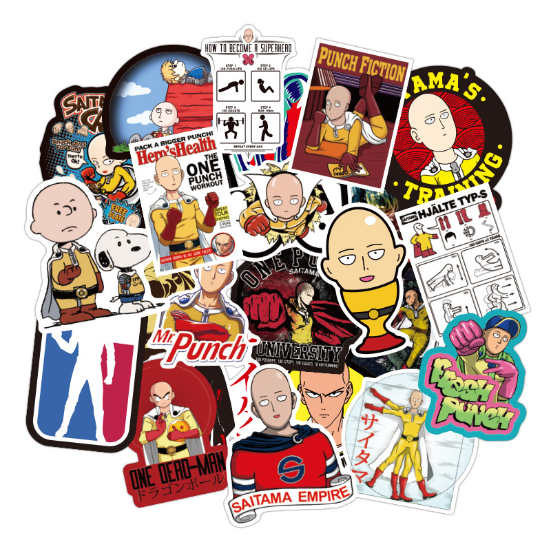 70 PCS PUNCH MAN ONE l'anime imperméable Anime autocollants Graffiti pour le bricolage autocollant Valise Bagages portable vélo Planche à roulett