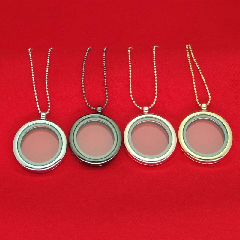 

Floating Locket Pendant Necklace women Magnetic Living Memory Glass Charm Lockets With bead Chains DIY necklaces drop ship