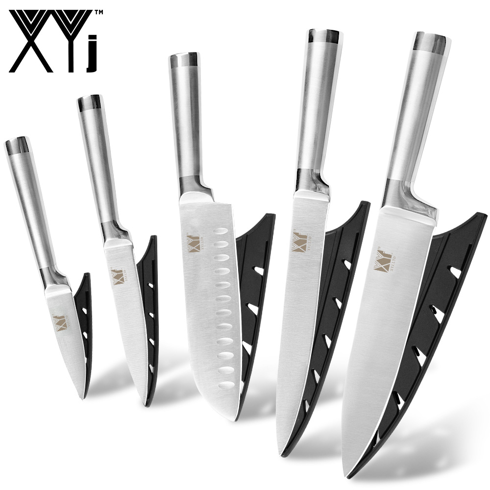 

XYj Kitchen Tools 5 Pcs Kitchen Knife Set Chef Slicing Santoku Utility Paring German Stainless Steel Cooking Knives Sets Tools