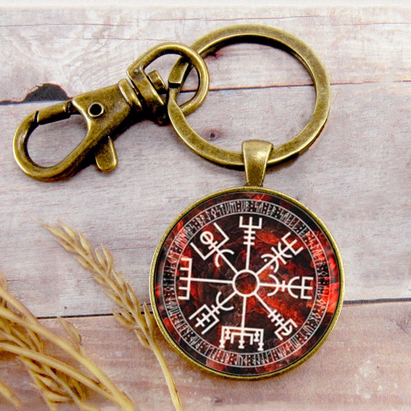 

Retro Viking Rune Ring Key Chain Key Buckle Pendant Birthday Festival Anniversary Gift Jewelry Accessories