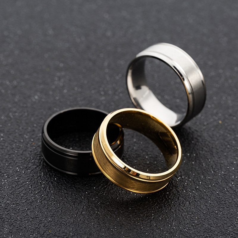 

Stainless steel matte ring simple gold rings Women rings mens ring Fashion jewelry will and sandy 080534