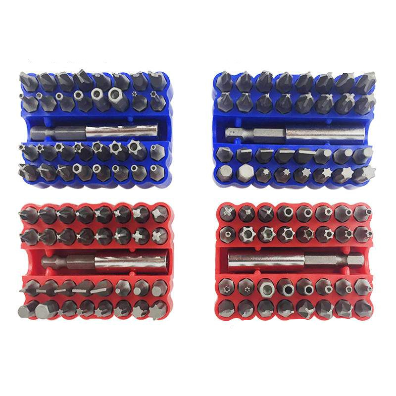 

33pcs Security Screwdriver Tamper Proof Bit Set Torq Torx Hex Star Spanner with 1/4" Magnetic Holder Woodworking Tools Box