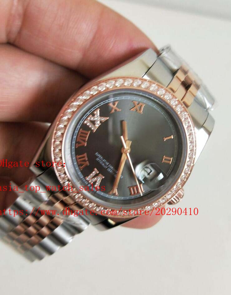 

latest version Datejust Women watch278271 31mm Diamond bezel 18k Rose Gold Two tones jubilee Asia 2813 Movement Automatic Mens Watch Watches, Gray