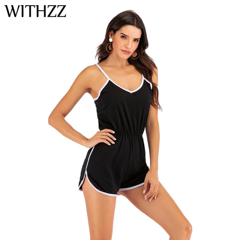 

WITHZZ Loose High Waist Casual Shorts Women' Summer Jumpsuit Shorts, Black
