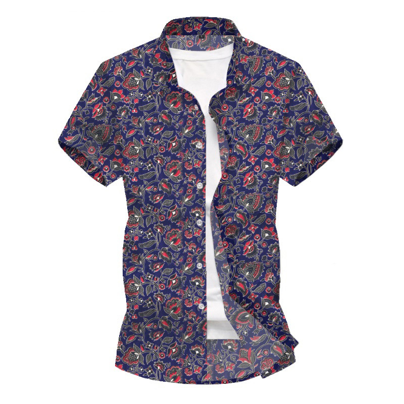 

Men's Summer Shirts Cotton Hawaiian Printed Party Dress Shirt Loose Short Sleeve Tropic Beach Surfing Floral Shirts, Black