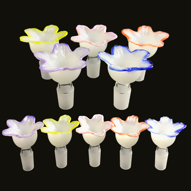 

New 14mm 18mm Glass Bowl Pipe with Colorful Glass Folower Style Smoking Bong Bowl Thick Pyrex Glass Bowls for Water Bong
