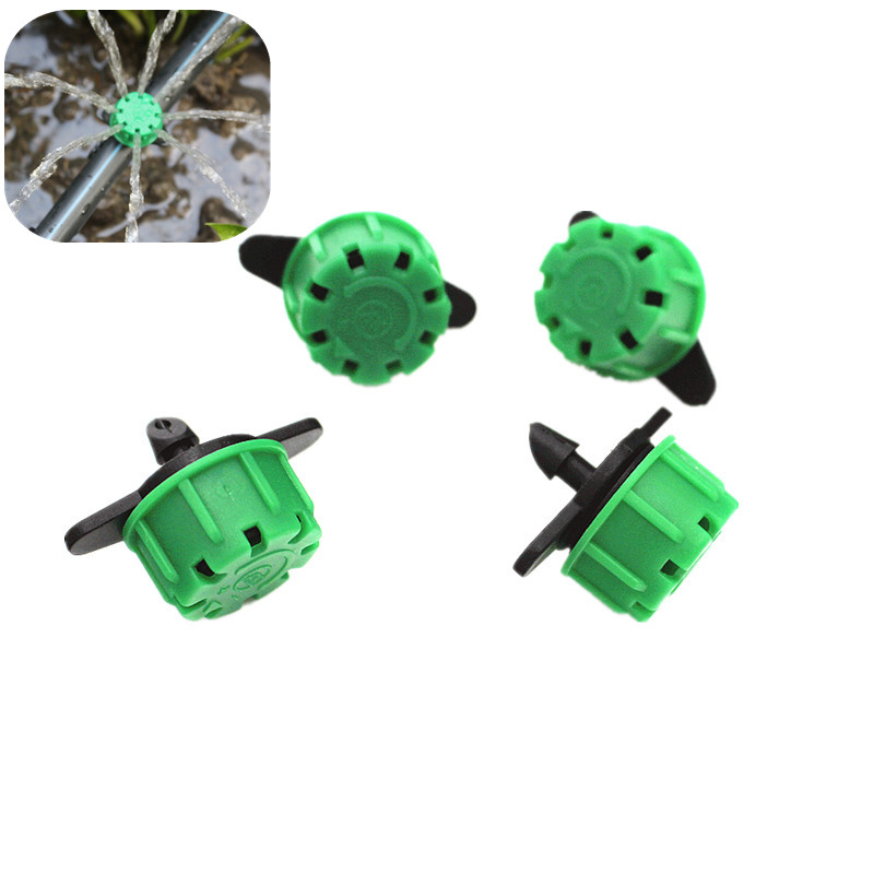 

200pcs/pack 8 Hole Flow Adjustable Dripper Garden Emitter 1/4" Inch Barb Connector Greenhouse Potted Drip Irrigation N210, As pic