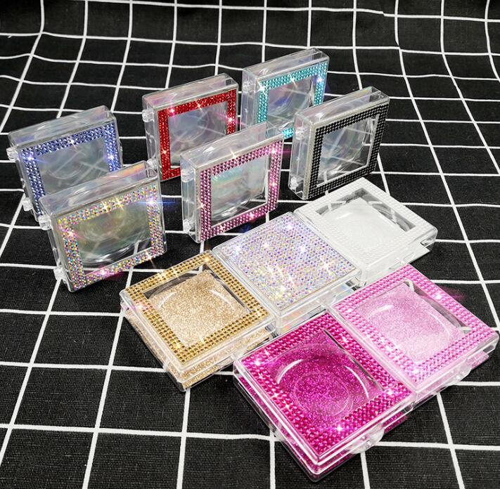 

Bling Eyelash Box Diamond Glitter Eye lashes Packaging Box False Eyelashes Case Fake Eye Lashes Plastic Boxes GGA3458-1