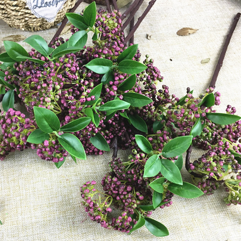 

Purple Berries branch Artificial flowers fruit berry plastic fake plant for spring home Decoration fleur artificielle
