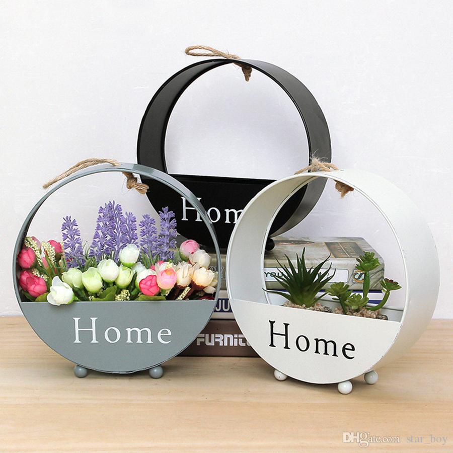 Rustic Metal Flower Basket Pot Wall Hanging Planter Boxes Home Garden Decor