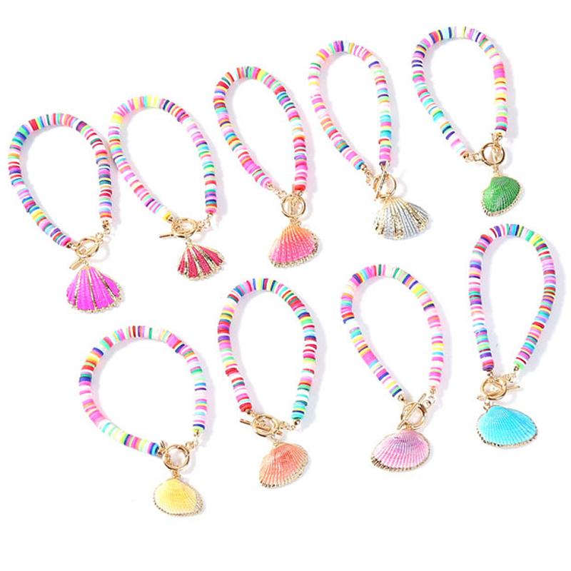 

Fashion Bohemian Bracelets Lady Summer Beach Bangle 9 Styles Charm Colorful Seashell Bracelet for Women Girls Jewelry Christmas Gift, Golden;silver
