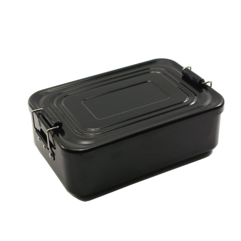 

Outdoor With Lid Lunch Box Lightweight Travel With Locking Clasps Hiking Easy Clean Portable Picnic Camping Aluminum, Black