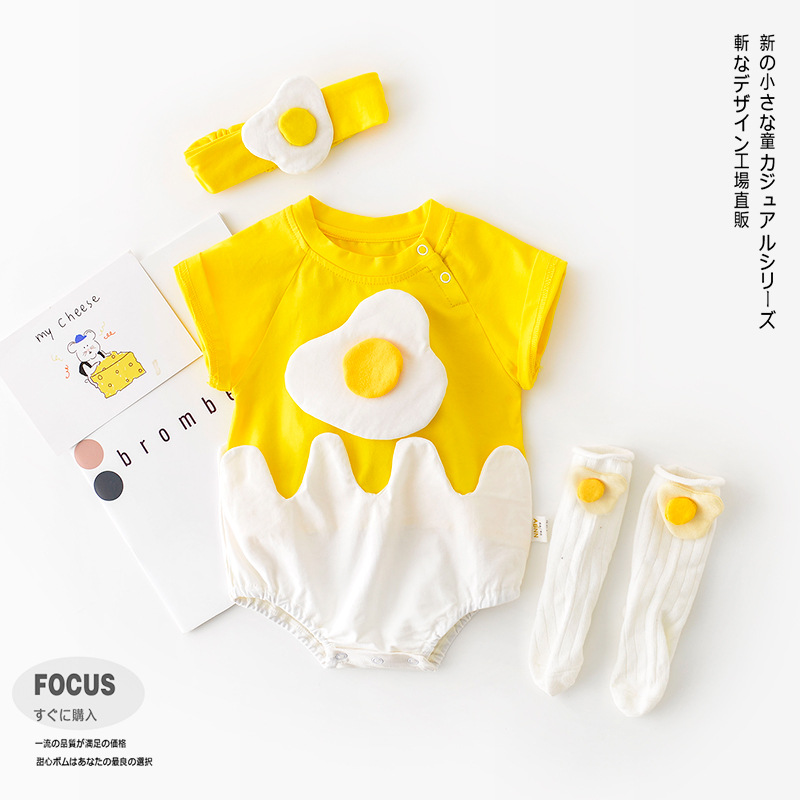 

Newborn Baby Boy Girls Rompers Super Cute Egg Kids Clothes Boys Girl Jumpsuits Roupas De Infantil Baby Clothing 3 6 12 18M, 2pcs no socks