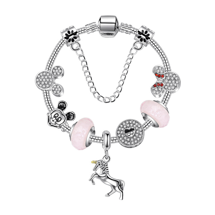 

925 Murano Glass Charm Bracelets Bead Christmas Pony pendant CZ Crystal Charms Dangle For Women Original DIY Jewelry Style Fit Pandora, Black