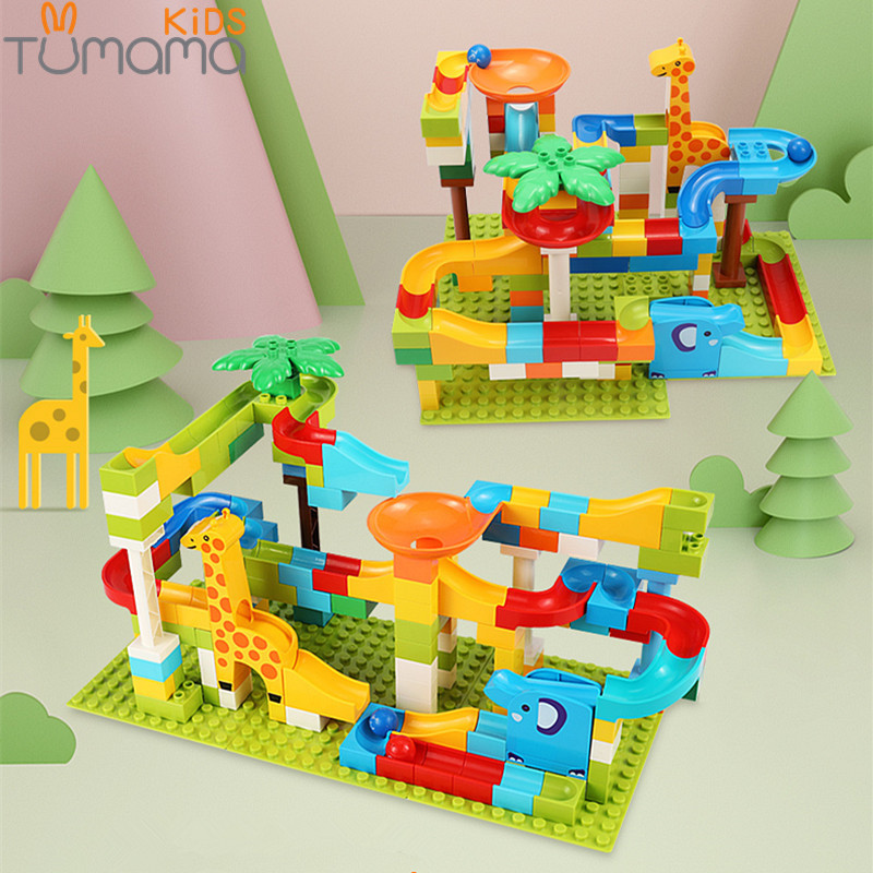 race run maze balls track building blocks