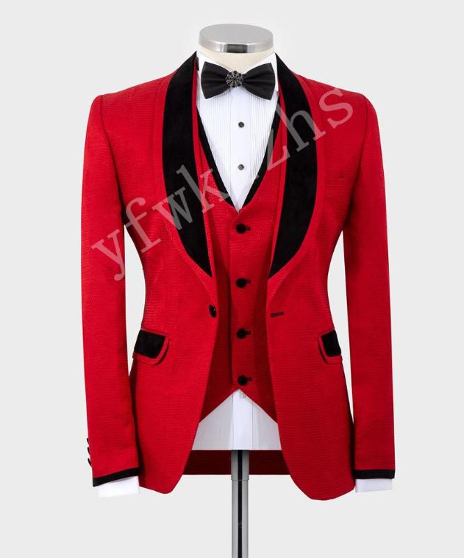 

Handsome Groomsmen Shawl Lapel Groom Tuxedos Mens Wedding Dress Man Jacket Blazer Prom Dinner (Jacket+Pants+Tie+Vest) A162, Same as image