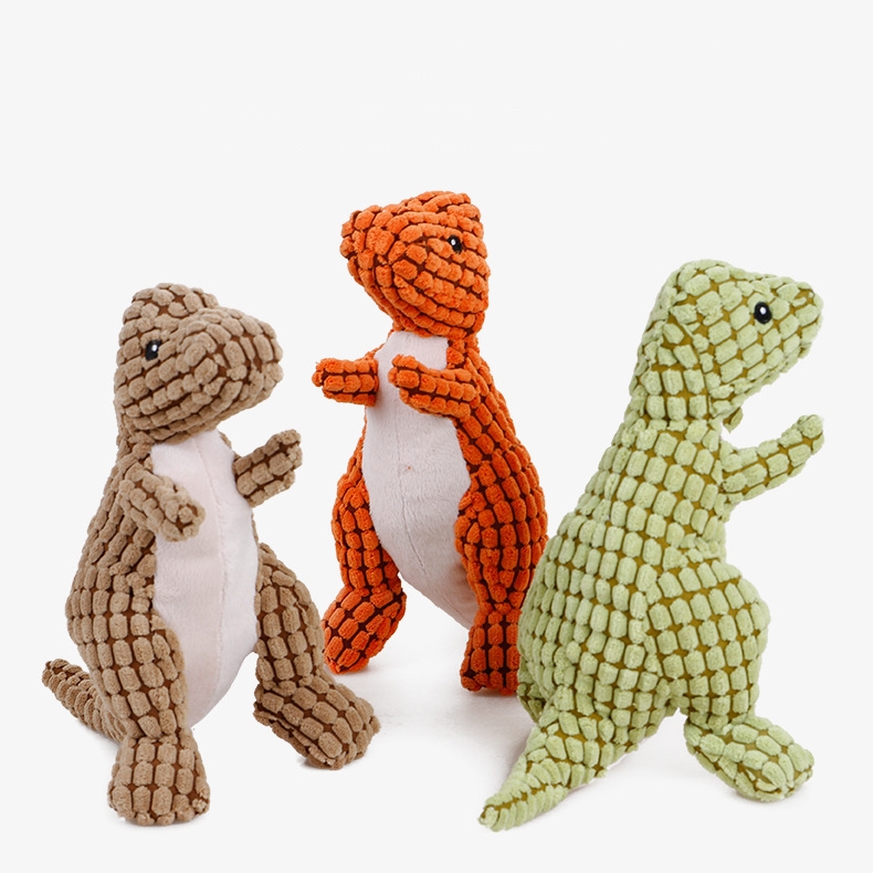 orange dinosaur dog toy
