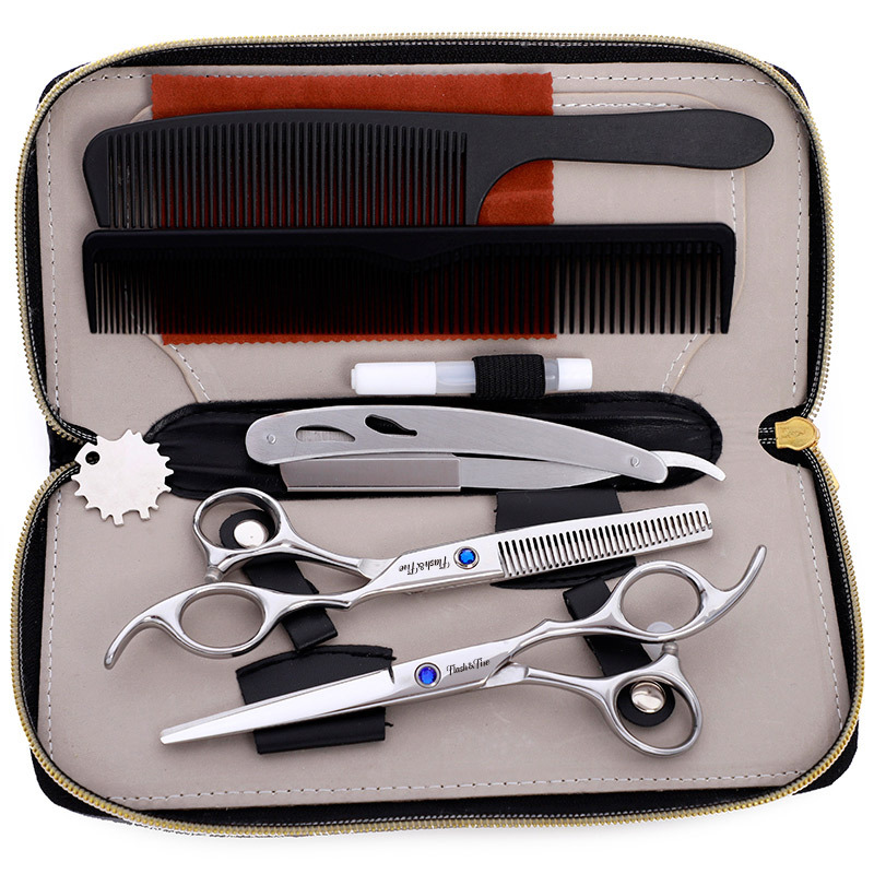 Hairdresser Scissors Kit Professional 6.0 Stainless Barber Sharp Scissor Thinning Shears Hairdressing Texturizing For Salon or Home Use
