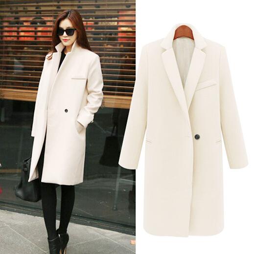 Nouveau manteau de laine Style européen femmes costume revers cou bouton unique long manteau de laine d'hiver pour les femmes à vendre