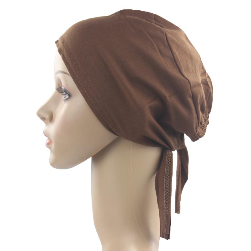 

12pcs One Dozen Muslim Women Girls Underscarf Hijab Bonnet Cap Headband Soft 100% Cotton with Belt Anti-Slip Wholesale