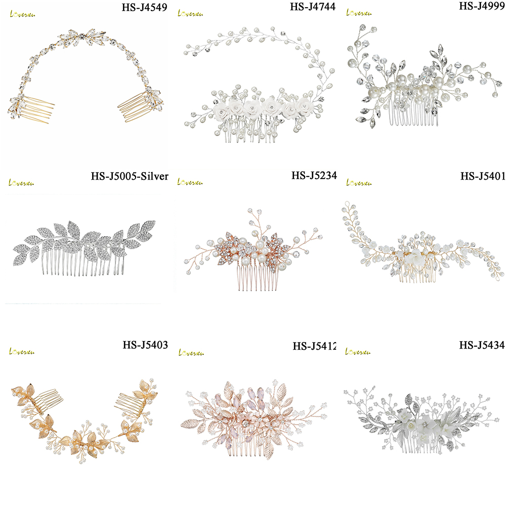 

Loverxu Handmade Bridal Hair Comb Women Crystal Jewelry Wedding Bride Tiaras Hair Accessories Flower Ornament Headpieces