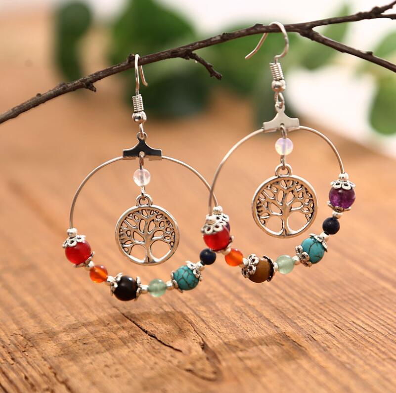 

Tree of Life Drop Dangle Crystal Earrings Jewelry Beads Handmade Wire Wrapped Birthstone Gemstone Chakra Jewelry Best Gift