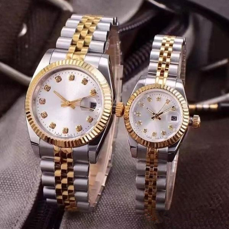 

Couple Mechanical Watches gold silver two-color steel belt men and women mechanical automatic winding brand Reloj couple watches Gift watch