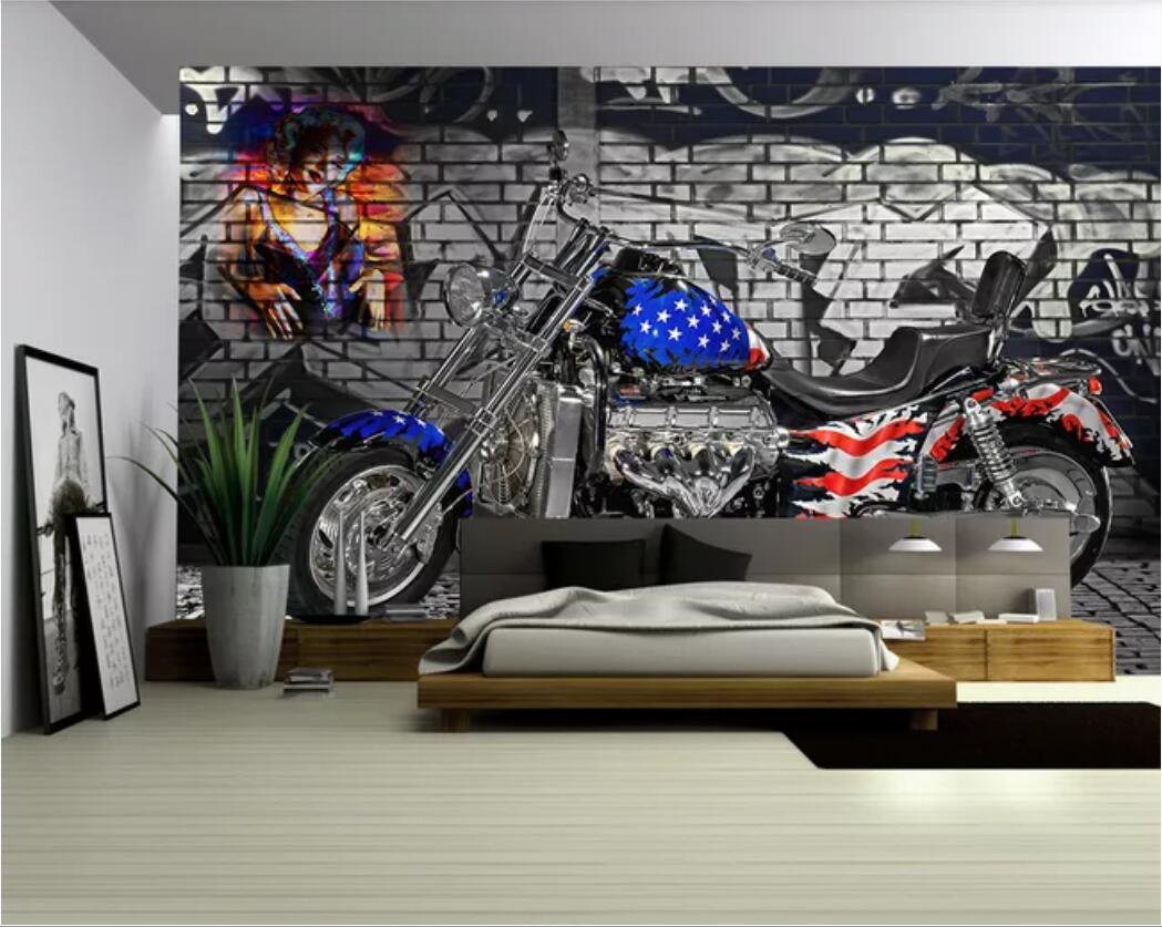 

3d room wallpaper custom photo mural American flag motorcycle home decor wall background wall art pictures wallpaper for walls 3 d, Non-woven fabric