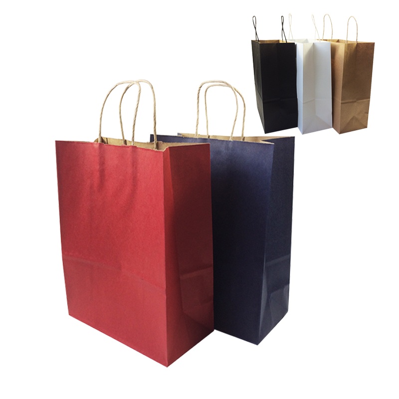 

20pcs/lot Solid Color Gift Paper Bags With Handle 33*25*12cm Vertical Multifuntion Environment Friendly Gift Paper Packing Bags